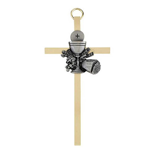 4.25" H Brass Cross with Chalice