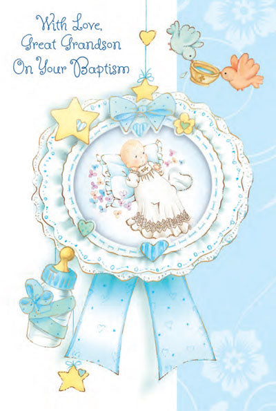 Great Grandson Baptism - 1 John 3:2 - Gold Foil Decoration & Embossed