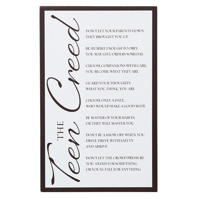 Prayer Plaque - Teen Creed