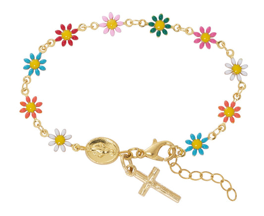 COLORFUL FLOWER ROSARY BRACELET