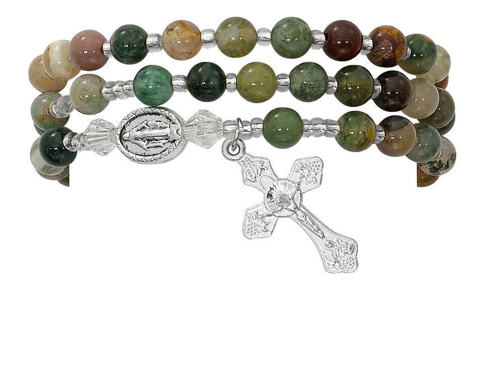 Rosary Wrap Bracelet - India Agate Beads