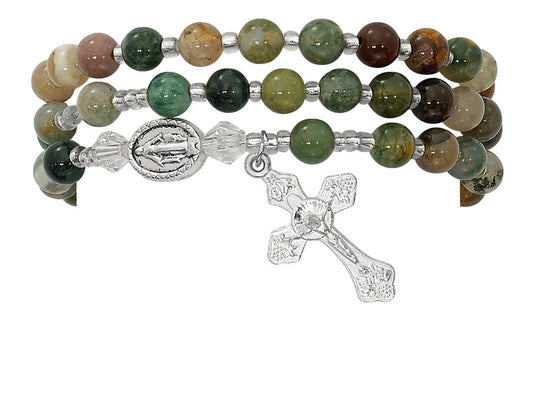 Rosary Wrap Bracelet - India Agate Beads