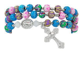 Rosary Wrap Bracelet - Multi Color Clay beads