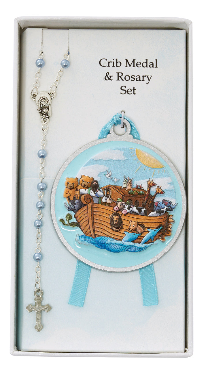 Noah's Ark Crib Medal and Rosary Set