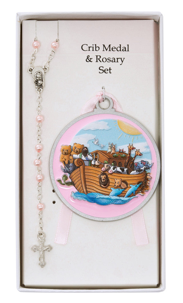 Noah's Ark Crib Medal and Rosary Set