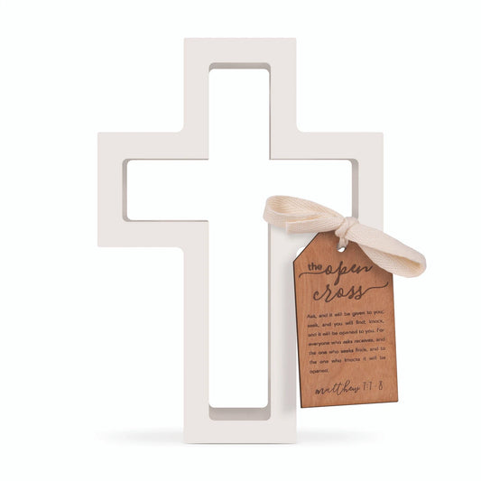 White Open Cross - 8"H