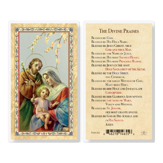 Holy Card - Laminated - The Divine Praises (Holy Family picture)