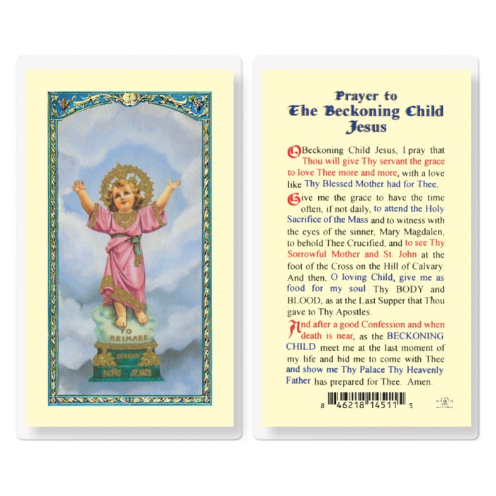 Holy Card - Laminated - Prayer to the Beckoning Child Jesus