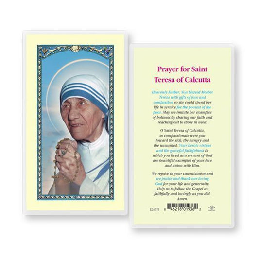 Holy Card - Laminated - E24-575 Teresa Of Calcutta
