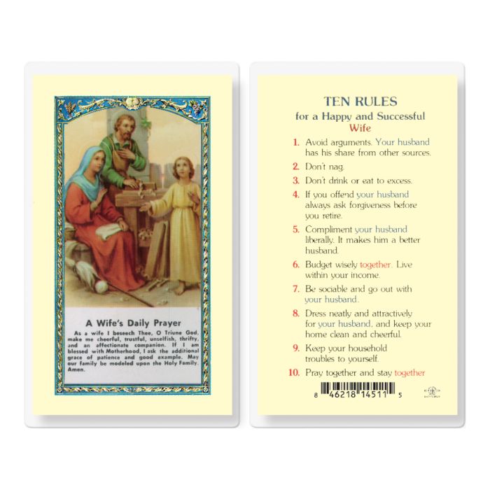 Holy Card - Laminated - A Wife's Daily Prayer