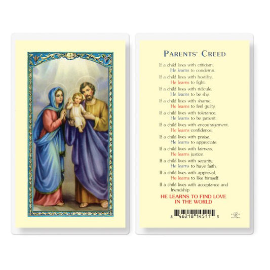 Holy Card - Laminated - Parents Creed