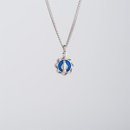 Silver Plated Miraculous Medal on chain