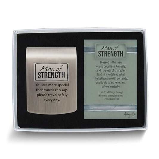 Silver-tone Visor Clip Gift - Man of Strength