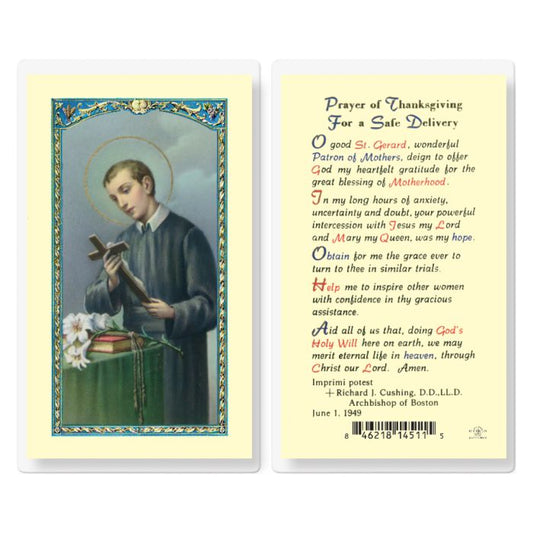 Holy Card - Laminated - Gerard (Thanksgiving For A Safe Delivery)