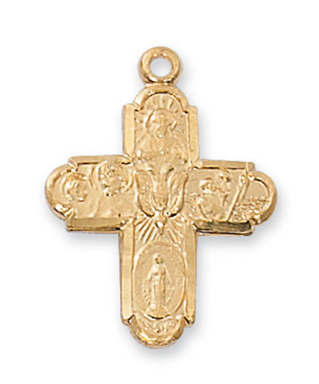 Gold over SS 4-Way Medal 16-18" chain