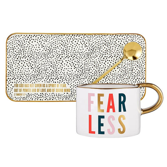 Mug with Tray - Fearless (2 Timothy 1:7)