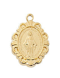 Gold Over Sterling Silver Miraculous Medal 16-18" chain