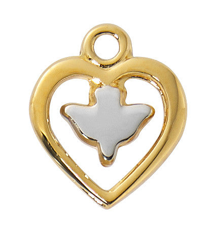 STERLING SILVER TWO-TONE HEART AND DOVE W/ 16-18" CHAIN