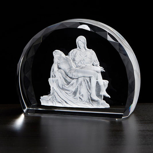 Pieta Etched Glass Round