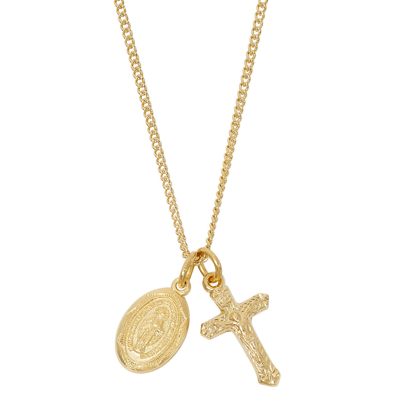 Gold over Sterling Crucifix and Miraculous w/ 16-18" Chain