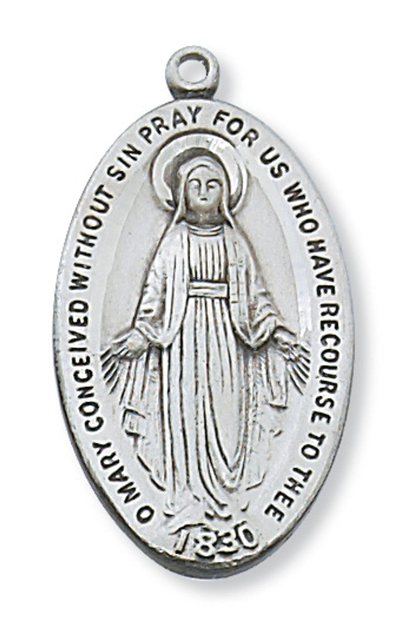 SS Large Miraculous Medal 24" chain