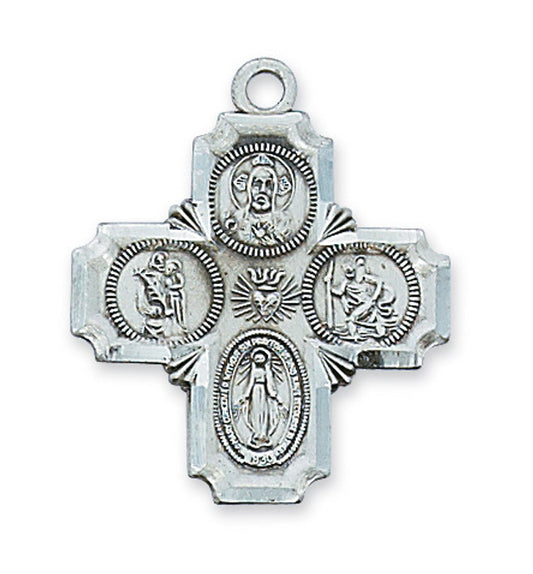 Sterling Silver 4-Way Medal with 20" chain