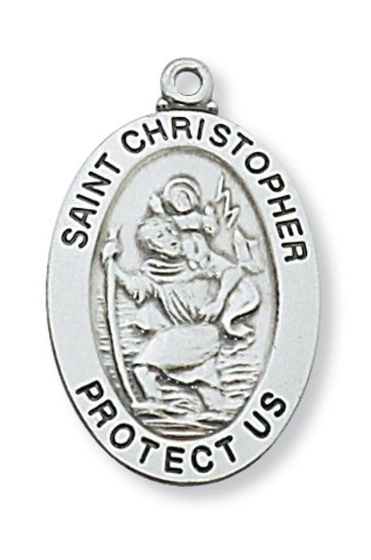 Sterling Oval Christopher with 24" chain