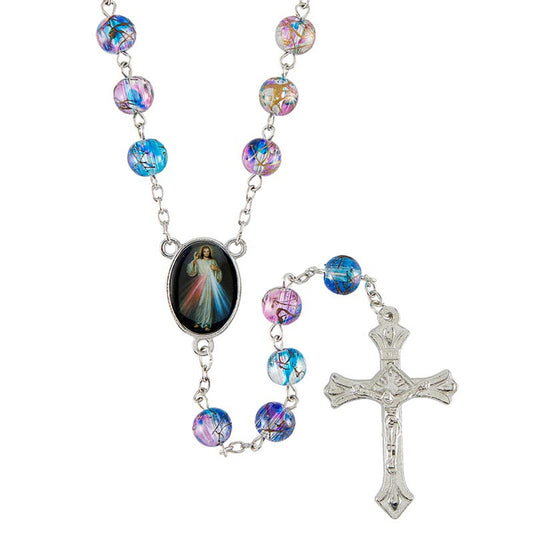 Divine Mercy Splatter Bead Rosary