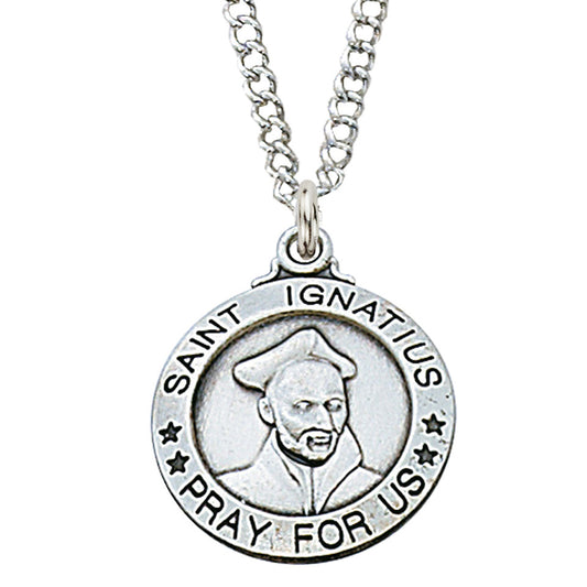 Saint Ignatius Round Sterling Silver w/ 20" Chain
