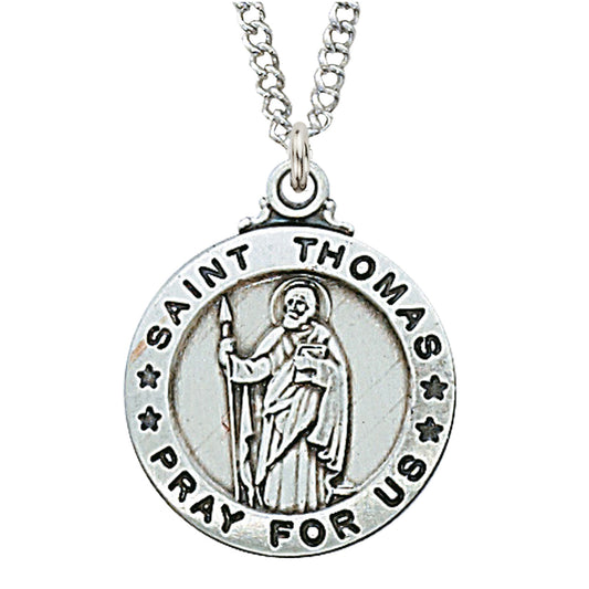Saint Thomas the Apostle Round Sterling Silver w/ 20" Chain