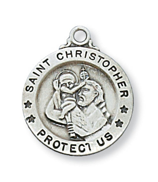 SS St Christopher SMALL medal with 18" chain