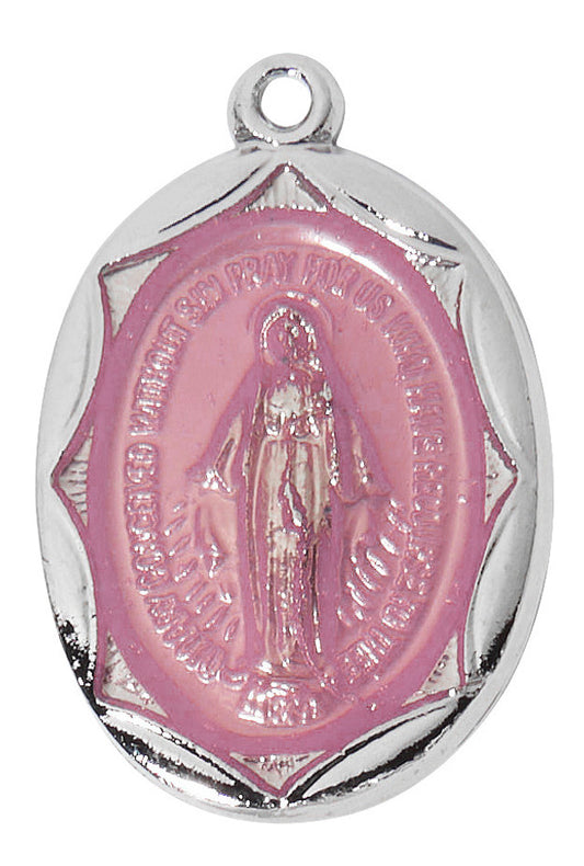 SS Small Miraculous Medal Pink 16-18"