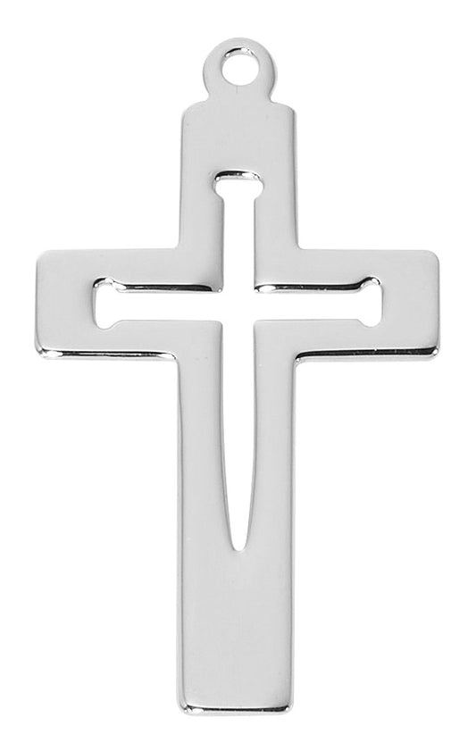 SILVER CUT OUT NAIL CROSS