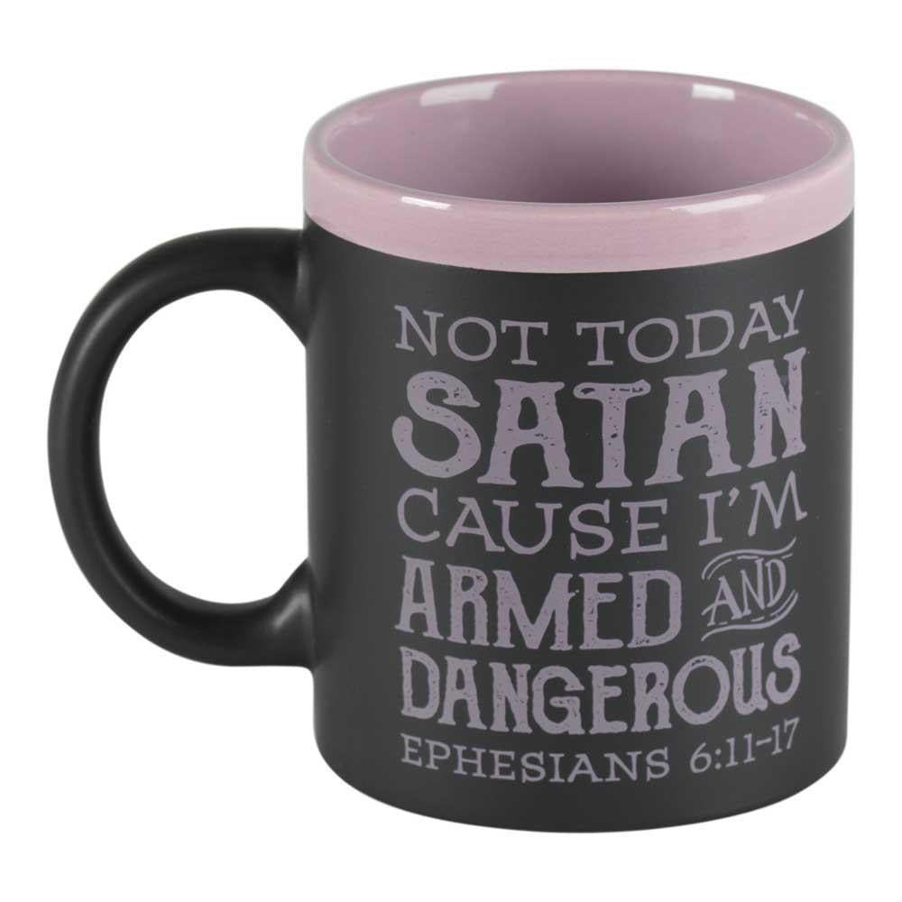 MUG NOT TODAY SATAN CHALKBOARD STONEWARE