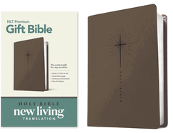 Premium Gift Bible NLT Star Cross Taupe, Red Letter