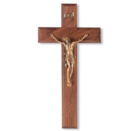 10" Walnut Crucifix with Museum Gold Tone Corpus