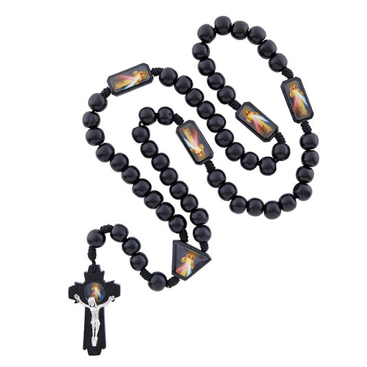 Black Deluxe Divine Mercy Cord Rosary