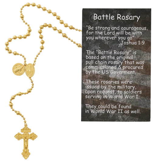 GOLD PLATED ST BENEDICT BATTLE ROSARY