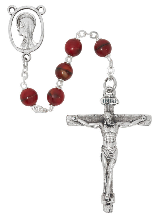 7MM RED MARBELINE ROSARY