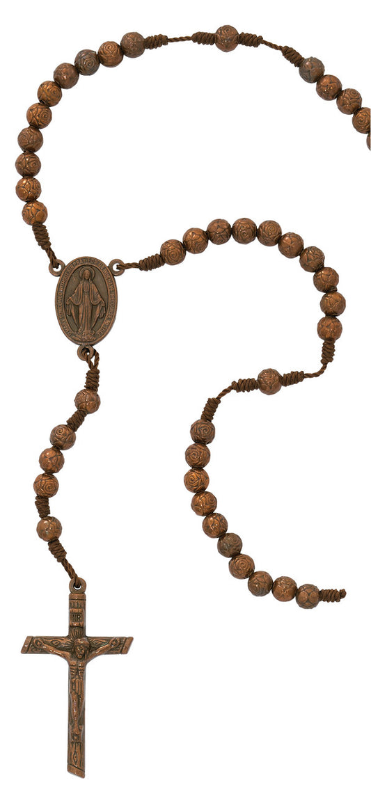 Copper Rose Corded Rosary