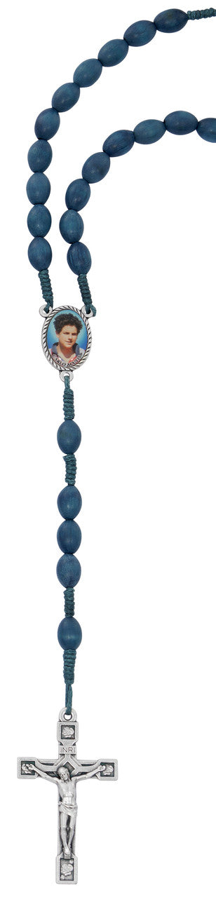 Rosary - Oval Blue Wood (Carlos Acutis)