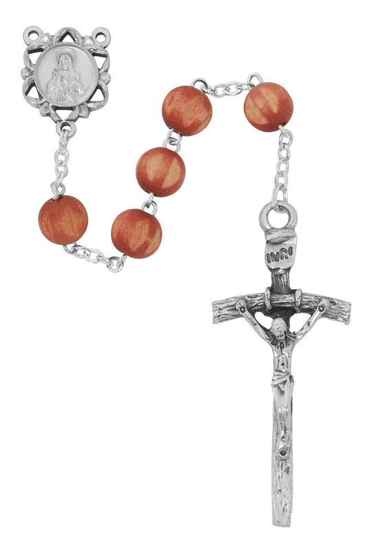 LIGHT BROWN WOOD CARVED ROSARY