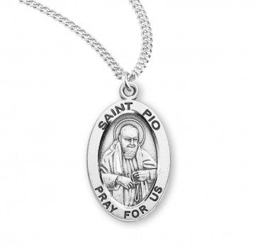 Sterling Silver Oval St Pio-*20" Ch