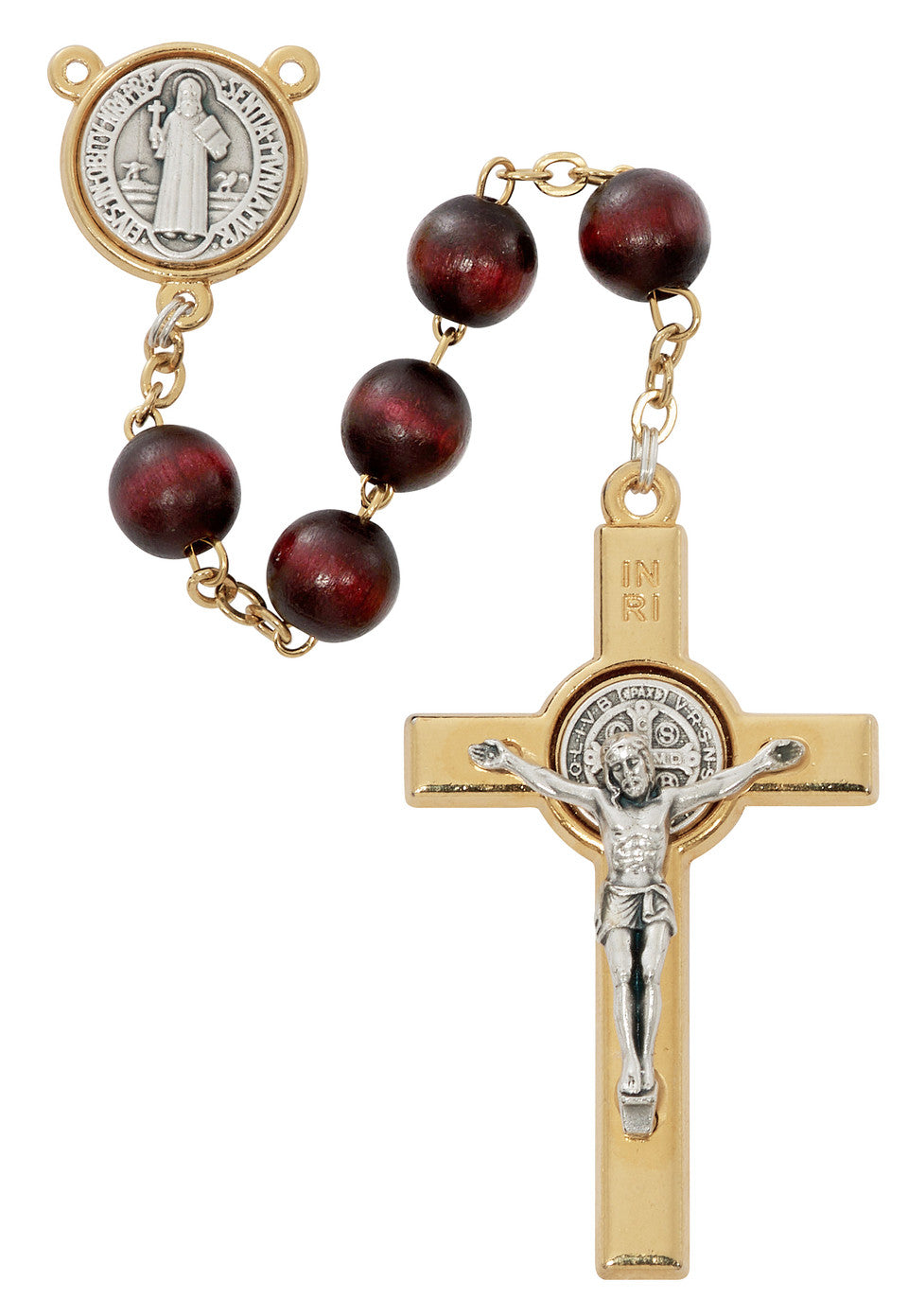 MAHOGANY TWO-TONE ST. BENEDICT ROSARY