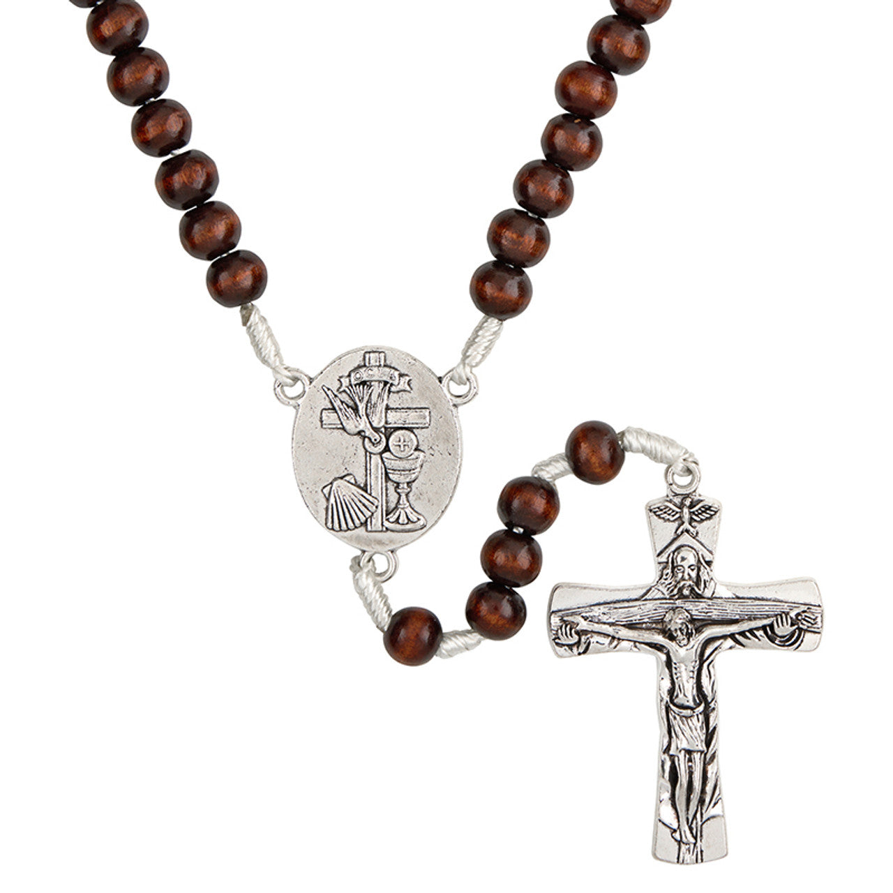 OCIA Brown Wood Cord Rosary