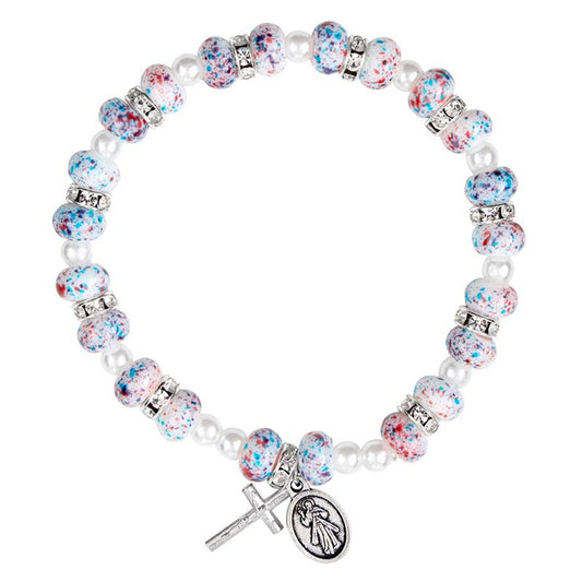 Divine Mercy Splatter Rosary Bracelet