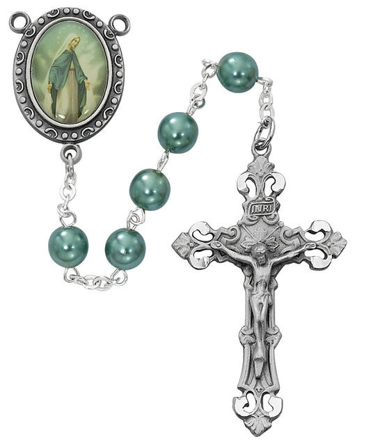 7MM Our Lady of Grace Rosary (Teal)