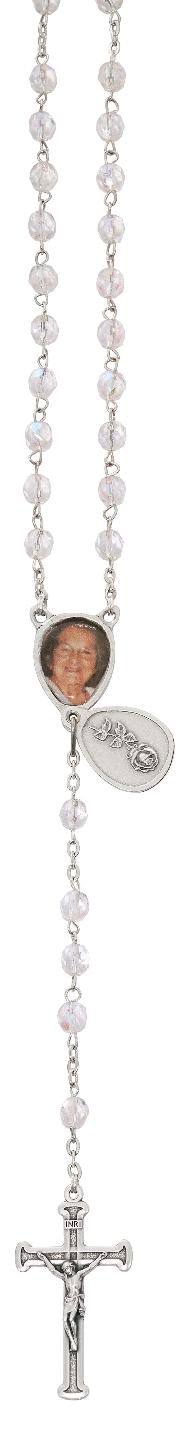 IN LOVING MEMORY CRYSTAL ROSARY