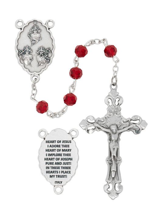 7MM GARNET TINCUT 3 HEART ROSARY