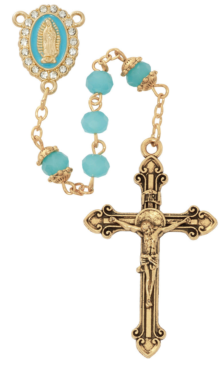 6MM AQUA GUADALUPE ROSARY